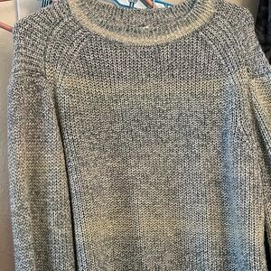 a.n.a Women's Heathered Gray Green/Blue Tint Cowl Neck Sweater